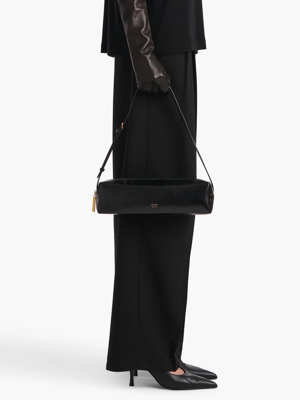 Khaite Kye Black Leather Shoulder Bag - Picture 2 of 6